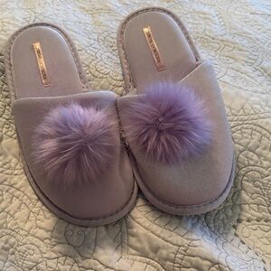 Victoria's Secret Lavender Pom-Pom Slippers